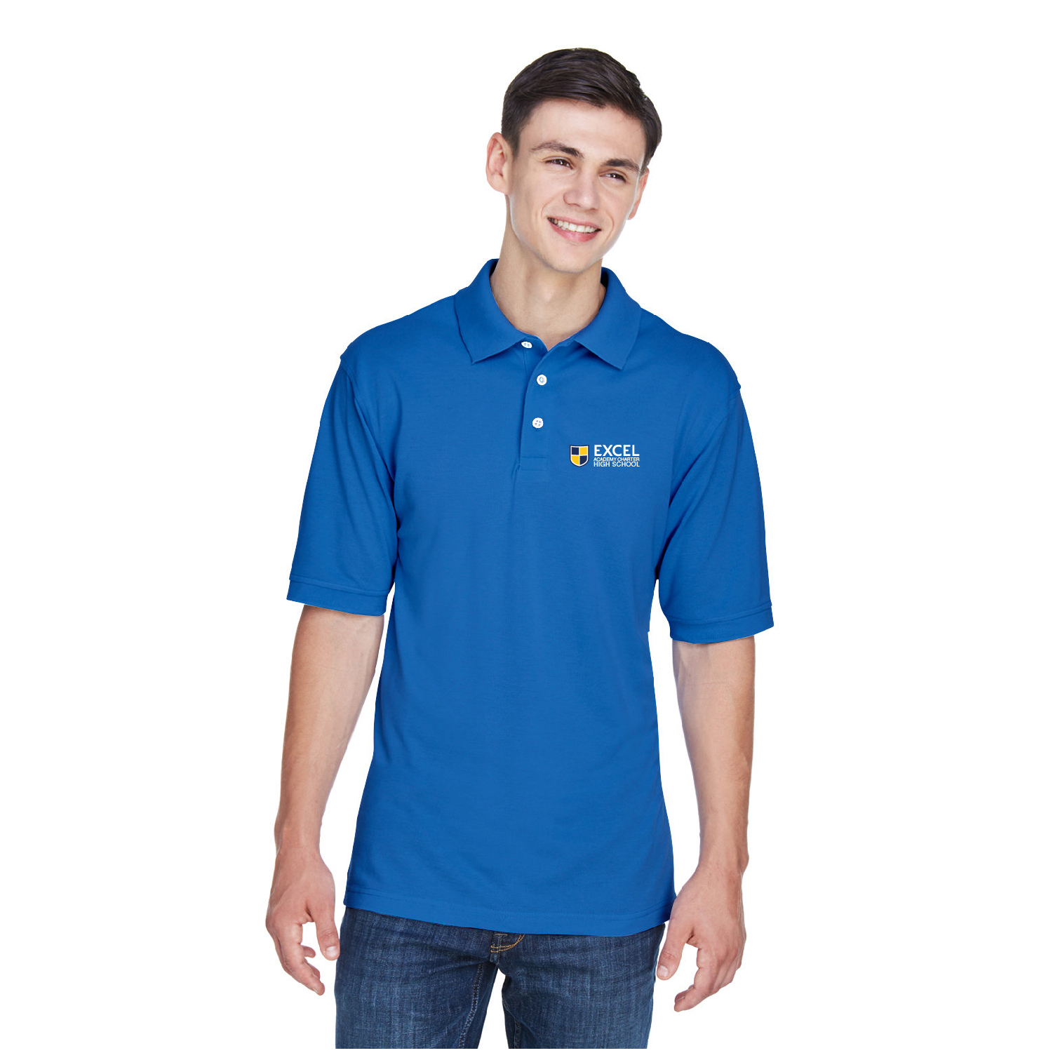  Excel Academy High School Adult Short Sleeve Polo